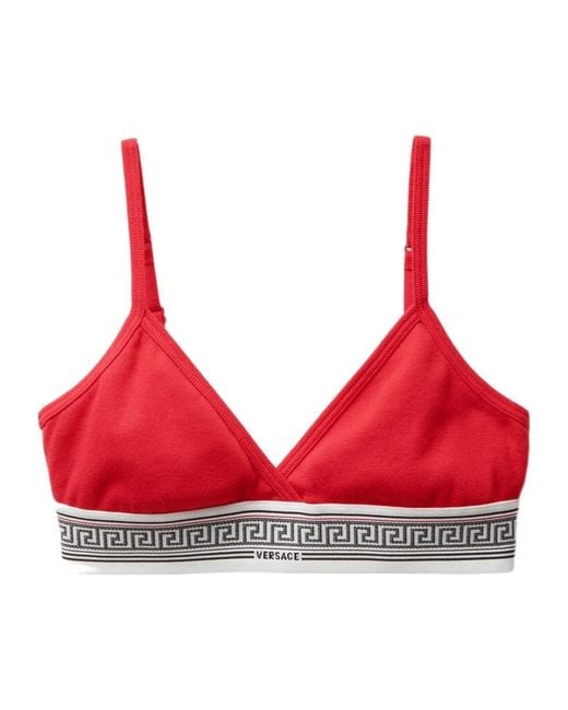 Versace Red Greca Logo Triangle Bra
