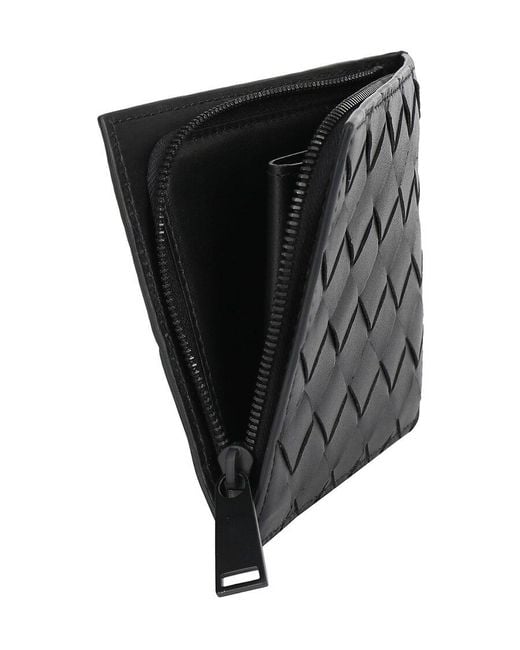 Bottega Veneta Black Zipper Wallet for men