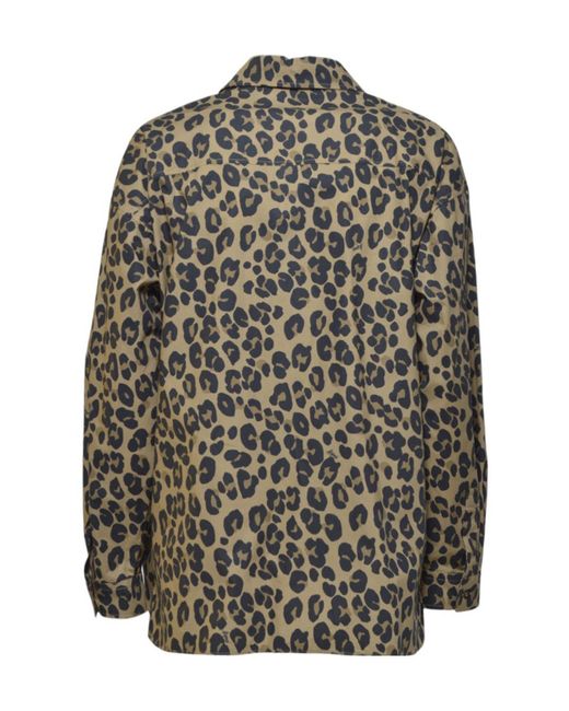 Aspesi Gray Long Sleeve Leopard Print Shirt