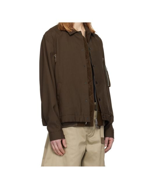 Sacai Brown Zipped Blouson for men
