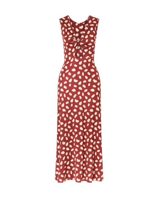 Johanna Ortiz Red Shiny Printed Dress