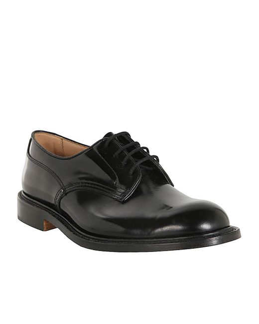 Tricker's Black Tricker's Round Toe Derby Shoes for men