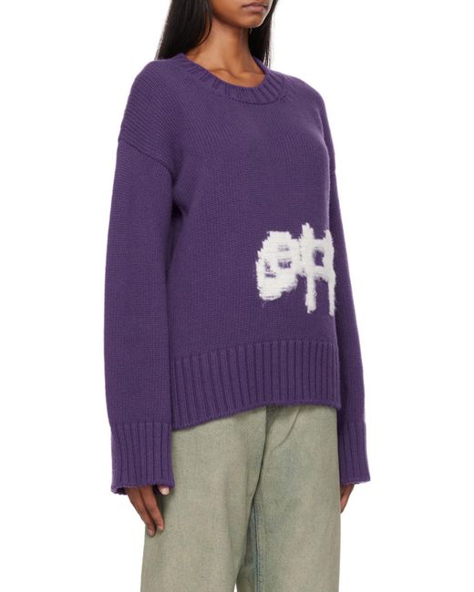 Off-White c/o Virgil Abloh Purple Logo Intarsia Jumper