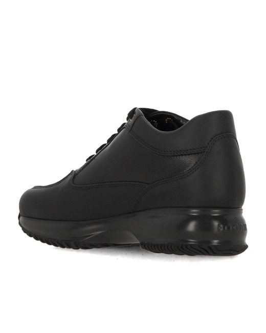 Hogan Black Round-Toe Lace-Up Sneakers