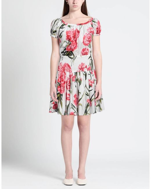 Dolce & Gabbana Red Floral Short-Sleeve Dress
