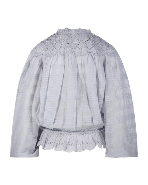 Isabel Marant Blue Isabel Marant Étoile Polly Floral Lace Blouse