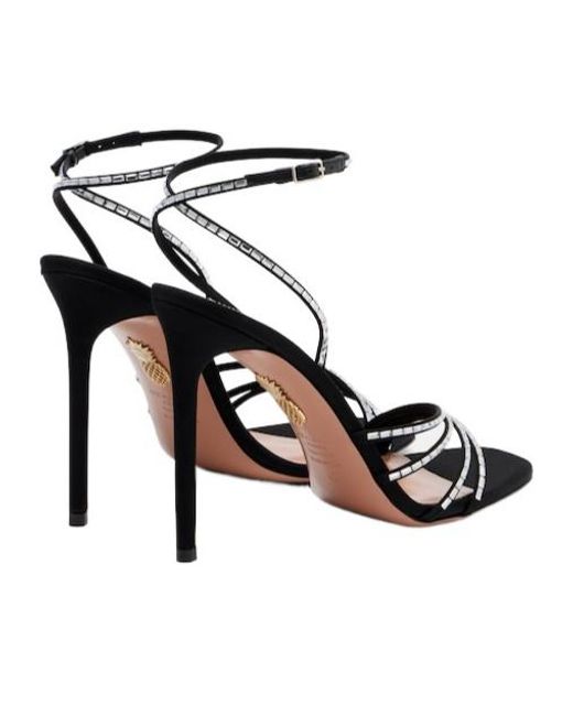 Aquazzura Metallic Mistica 105 Embellished Satin Sandals