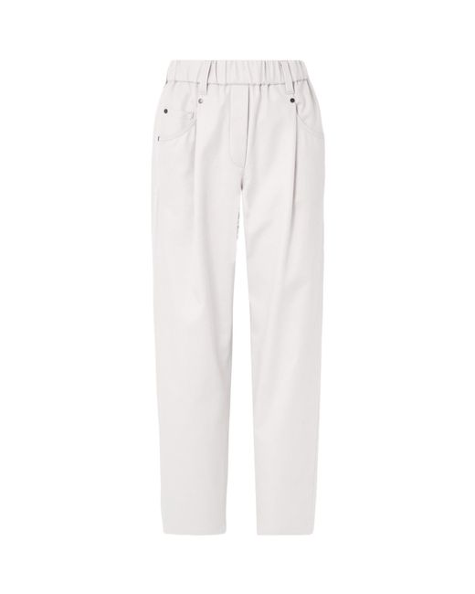 Brunello Cucinelli White Elasticated Waistband Cropped Pants