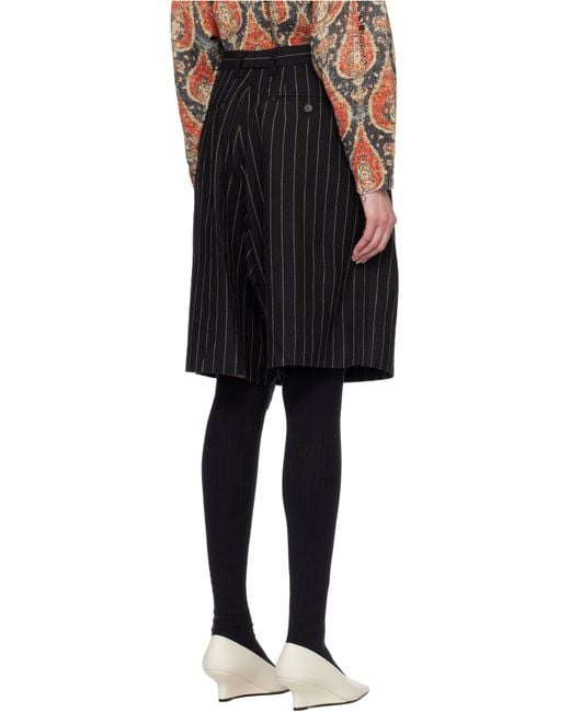 R13 Black Pinstripe Bermuda Shorts