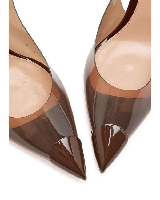 Gianvito Rossi Natural Patent Leather And Pvc Slingback Pumps