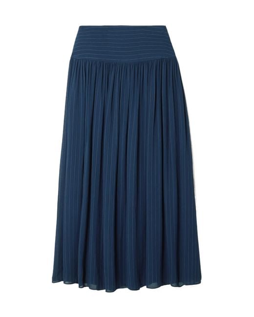 Joseph Blue Santos Pinstriped Midi Skirt