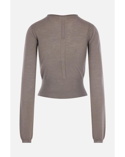 Rick Owens Gray Slashed Cropped Sweater