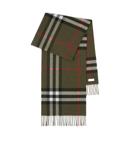 Burberry Green Vintage Checked Fringed Scarf for men