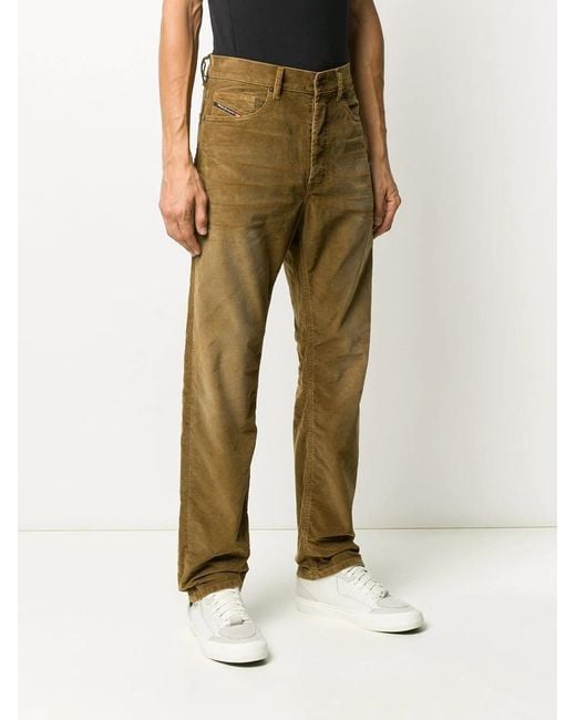 DIESEL Green High-Rise Corduroy Pants for men