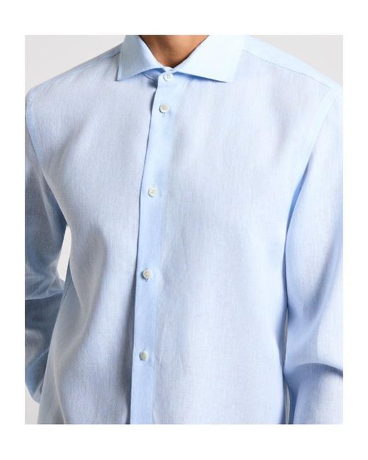 Peserico Blue Long-Sleeved Button-Up Shirt for men