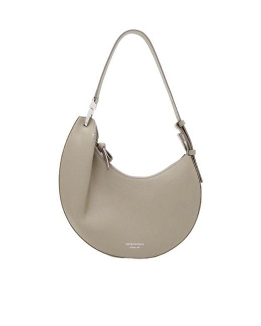 Emporio Armani Gray Grained-Leather Shoulder Bag