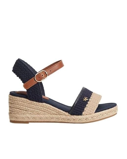 Tommy Hilfiger Blue Signage Woven Wedge Heel Espadrilles