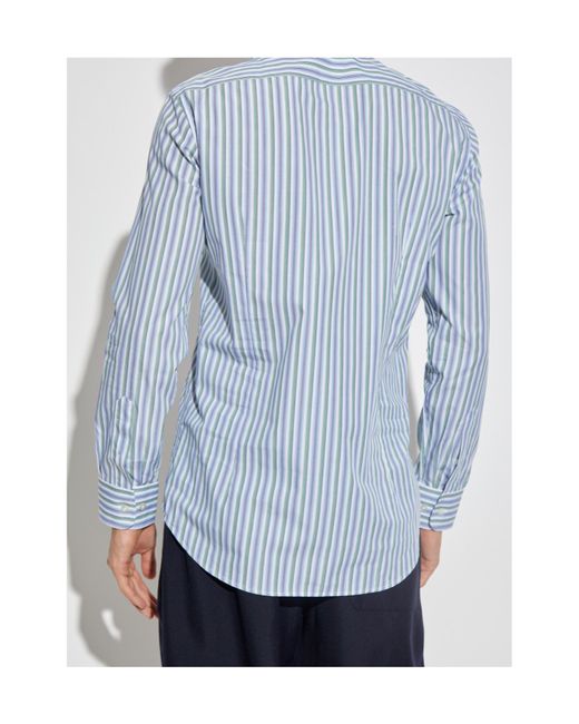 Etro Blue Pegaso Embroidered Striped Shirt for men