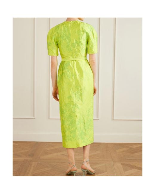 Erdem Green Printed Pleated Dress