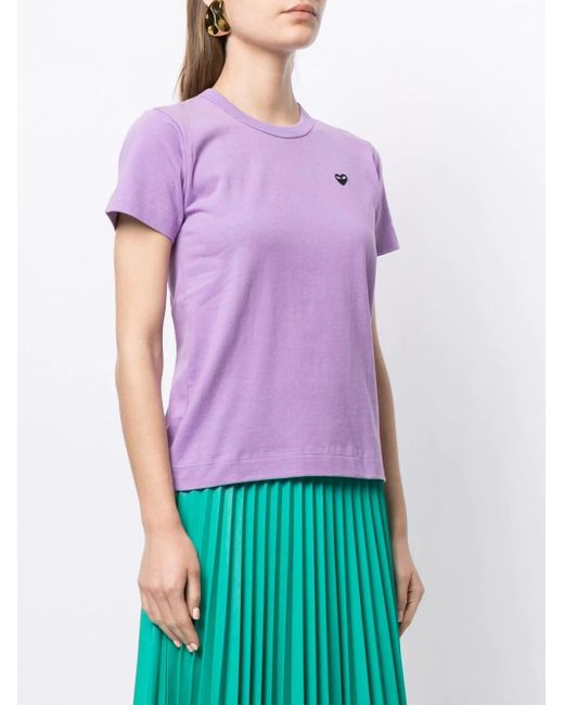 COMME DES GARÇONS PLAY Purple Embroidered-Logo Cotton T-Shirt
