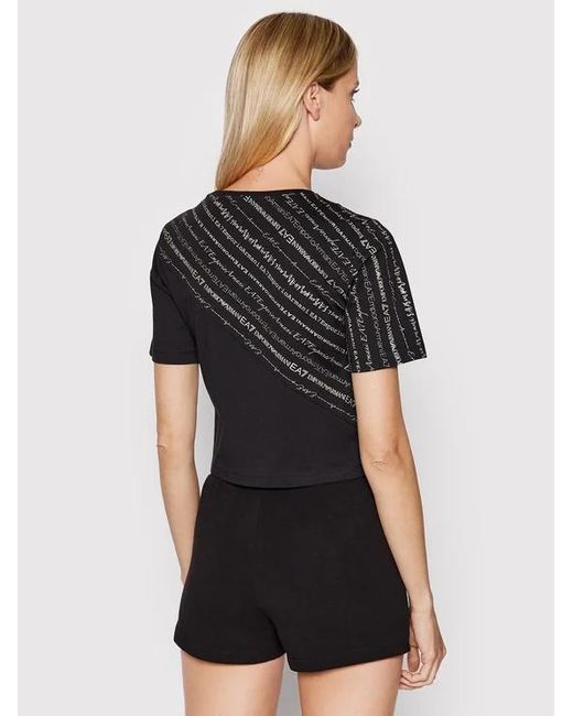 EA7 Black T-Shirt With Round Neck And Short Sleeves