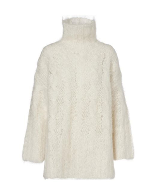 Joseph White Fortin Cable-Knit Mohair-Blend Sweater