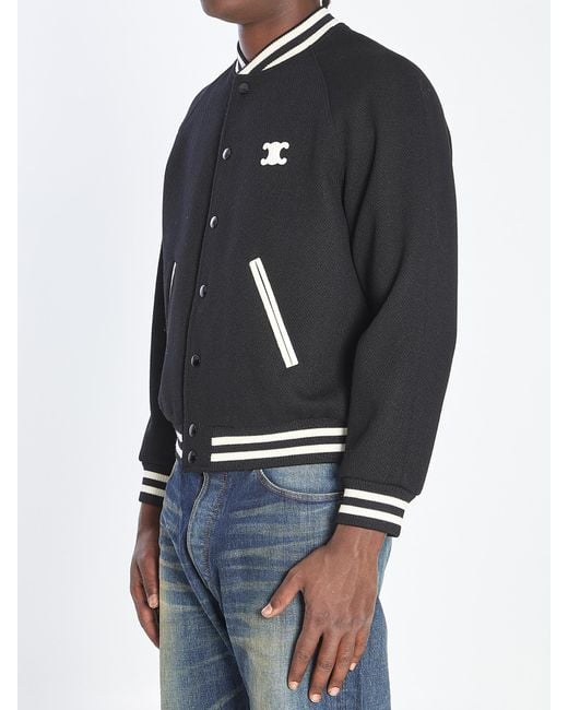 Céline Black Triomphe Teddy Lined Jacket for men