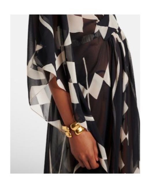 Johanna Ortiz Black Printed Georgette Maxi Dress