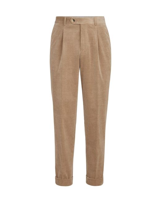 Brunello Cucinelli Natural Comfort Cotton And Cashmere Corduroy Trousers With Pleat for men