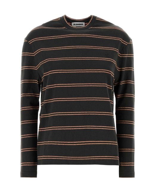 Jil Sander Black Striped Long-Sleeved T-Shirt