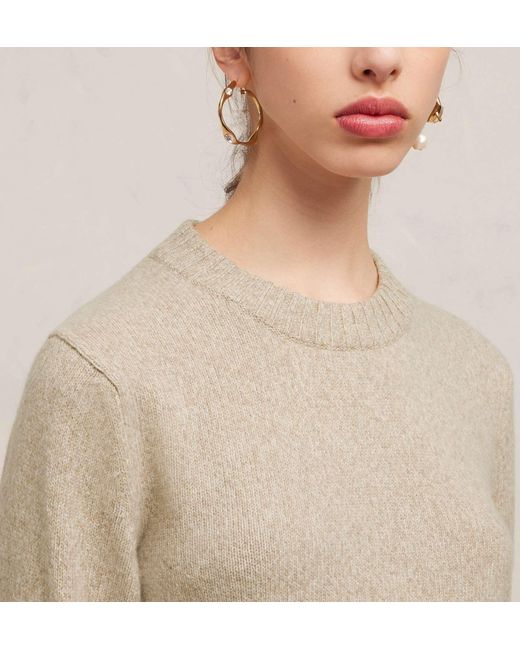 AMI Natural Logo Embroidered Knitted Jumper