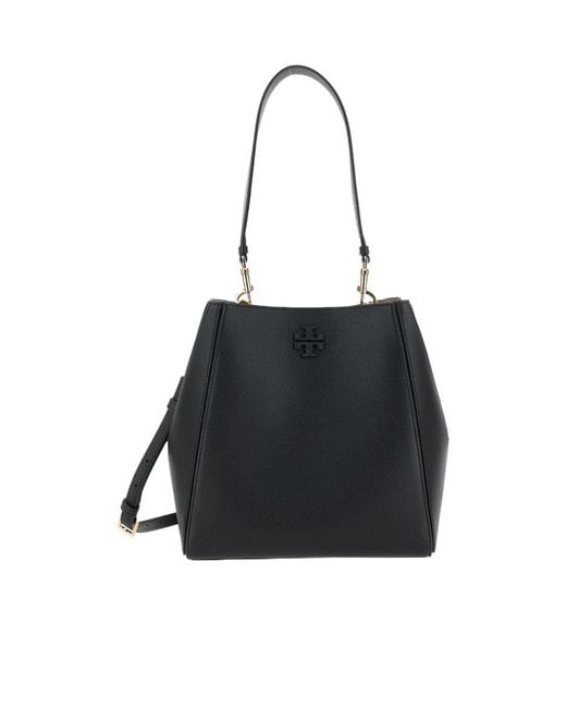 Tory Burch Black Mcgraw Bucket Bag