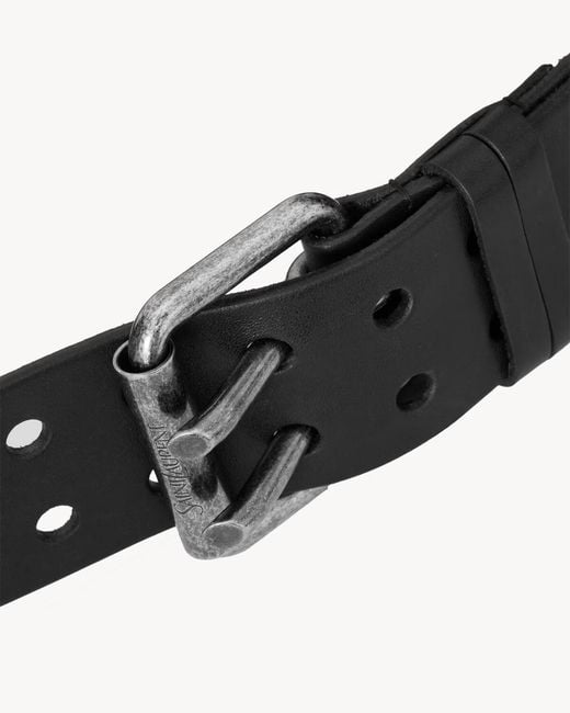 Saint Laurent White Motorcycle Belt for men