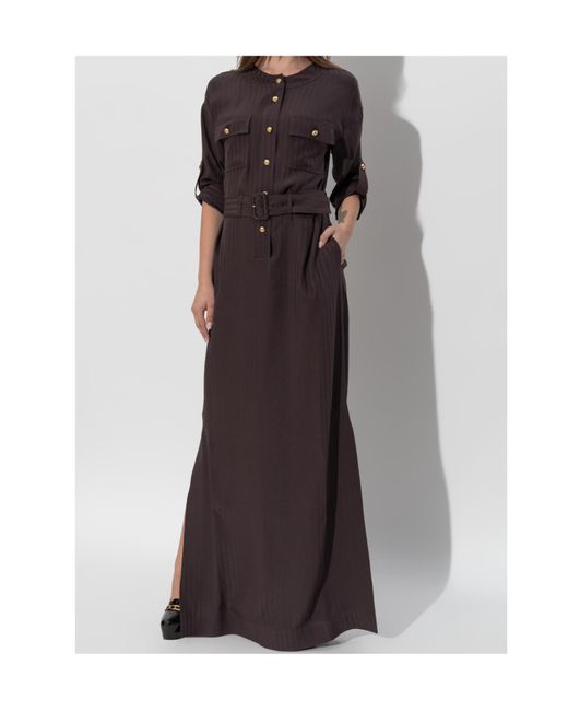 Tom Ford Purple Striped Whitney Fluid Long Shirt Dress