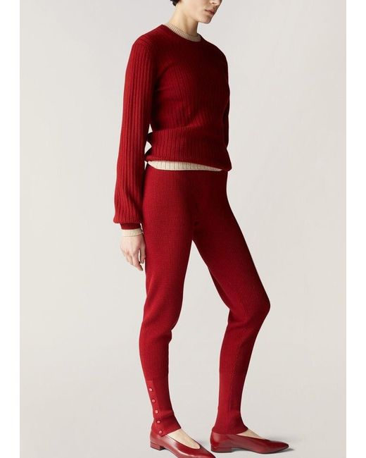 Loro Piana Red Knitted Drawstring Leggings