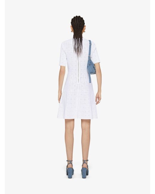 Givenchy White 4G Jacquard Flared Mini Dress