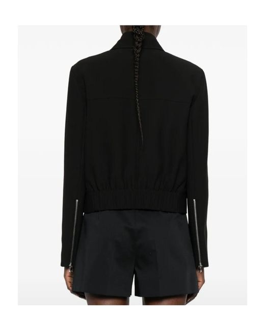 Patrizia Pepe Black Zip-Up Twill Sporty Jacket