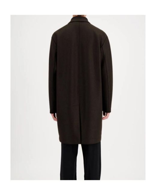 Harris Wharf London Black Fly Front Zipped Coat Pressed Wool for men
