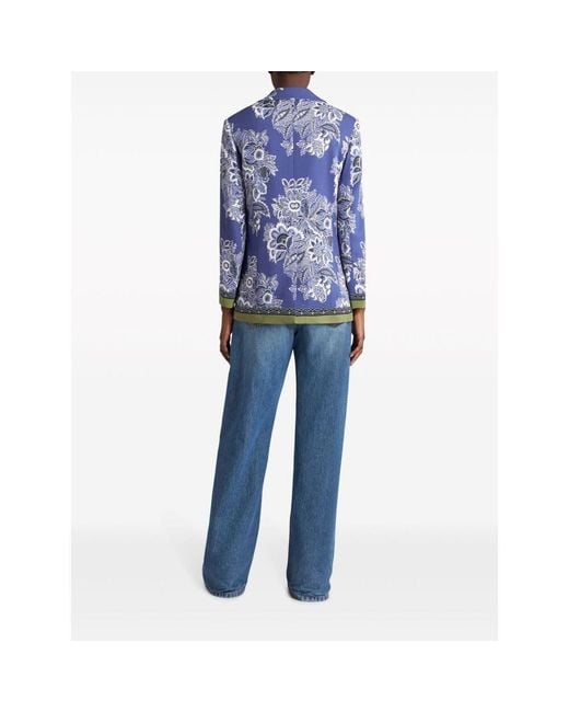 Etro Blue Printed Cady Jacket