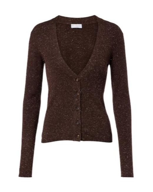 Brunello Cucinelli Brown Ribbed-Knit Cashmere-Blend Cardigan