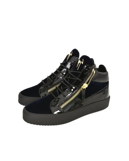 Giuseppe Zanotti Black Splicing Platform Sole Casual Sneakers for men