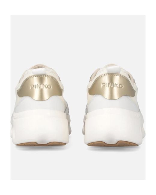 Pinko White Logo-Appliqué Sneakers