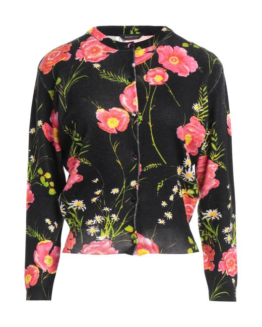 Balenciaga Green Wool Knit Sweater With Floral Patterns