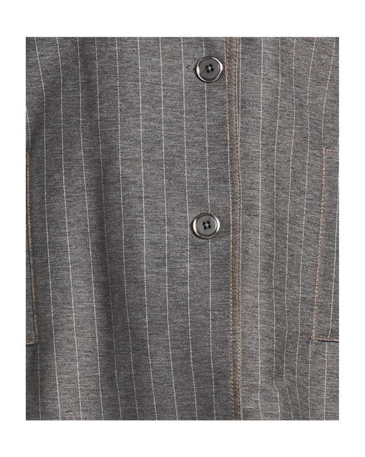 Max Mara Gray Striped Suit Jacket