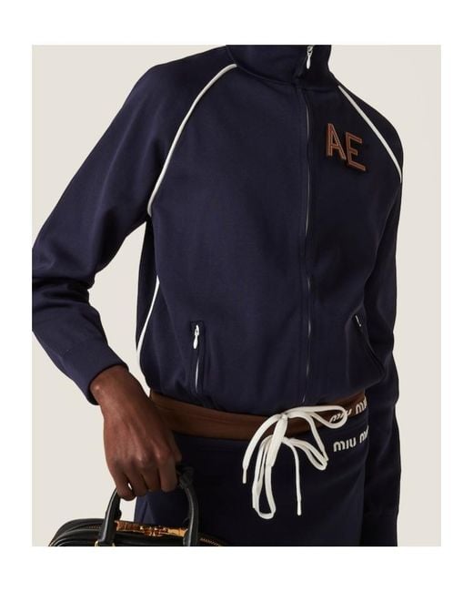 Miu Miu Blue Logo-Embroidered Mini Skirt