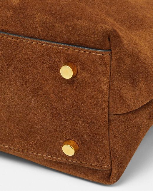 Versace Brown Logo-Lettering Zipped Handbag