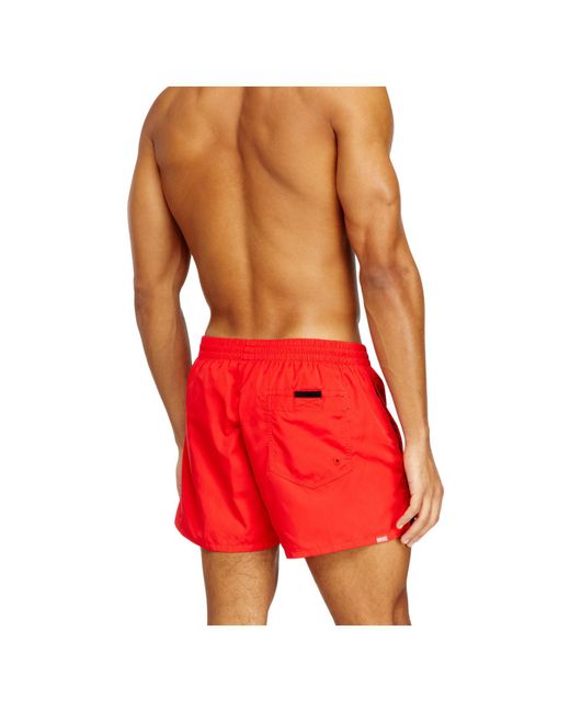 DIESEL Red Logo Swim Shorts for men
