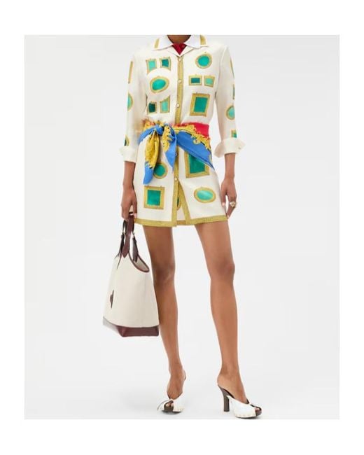 Versace Green The Gallery Printed Dress