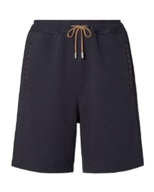 Fendi Blue Logo Patch Tied-Waist Shorts for men