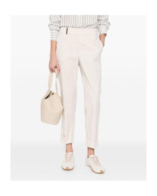 Peserico White Cuffed-Hem Trousers